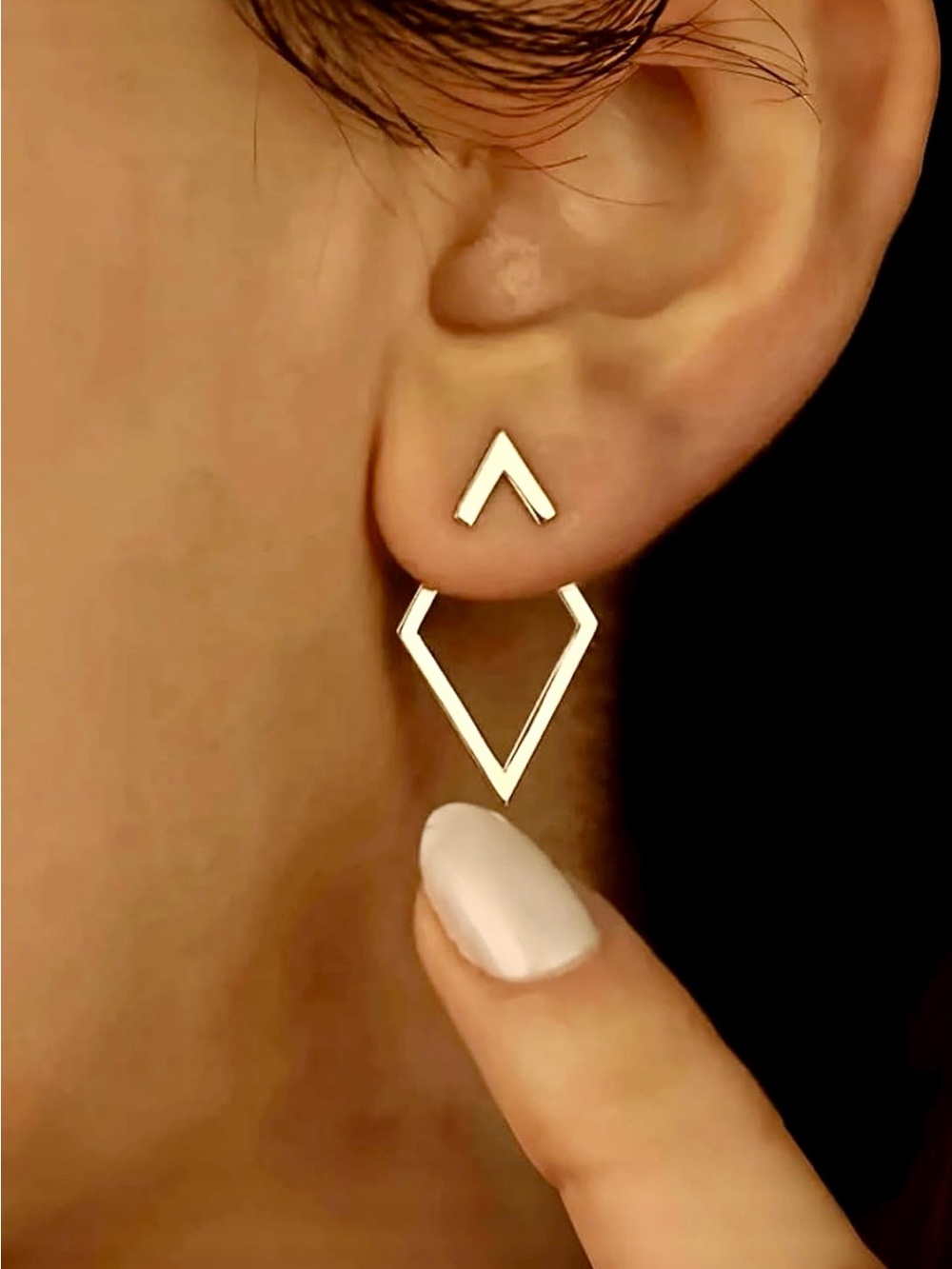 Minimal Geometric Gold Drop Earrings - Modern Women Jewelry